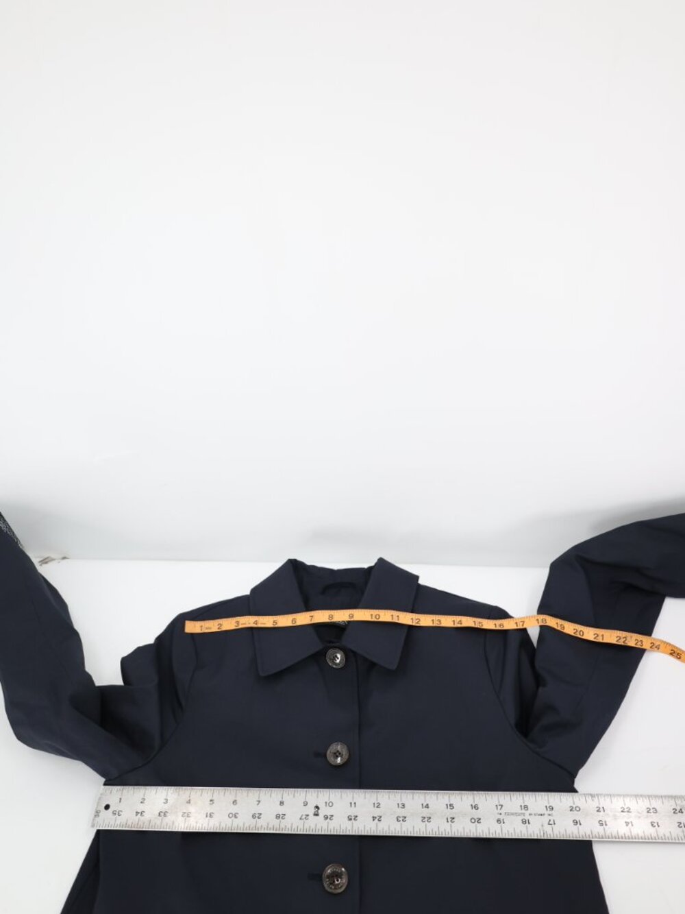Lauren Ralph Lauren Trench Coat Women Medium Cotton Blend Button Front Dark Navy - Picture 11 of 13